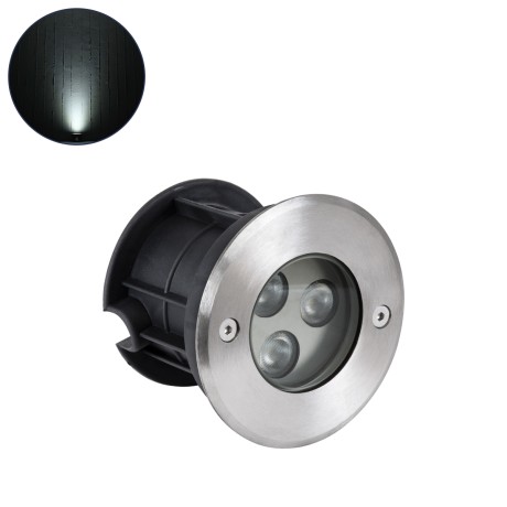 GLOBOSTAR® UNDERWATERHUNI  Υποβρύχιο Χωνευτό Σποτ για Σιντριβάνια/Πισίνες LED 3W 300lm 30° DC 24V Αδιάβροχο IP68 Ψυχρό Λευκό 6000K Dimmable - Bridgelux SMD Chip - Ανοξείδωτο Ατσάλι SS304 - Μ10 x Π10 x Υ7.5cm / Q9.5cm