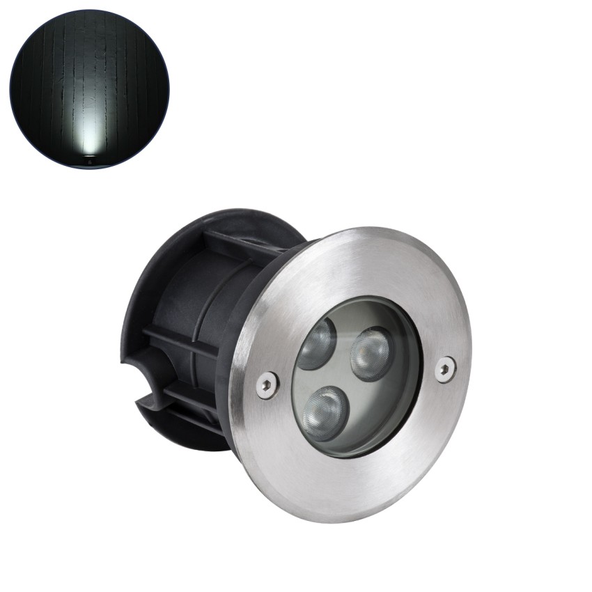 GLOBOSTAR® UNDERWATERHUNI  Υποβρύχιο Χωνευτό Σποτ για Σιντριβάνια/Πισίνες LED 3W 300lm 30° DC 24V Αδιάβροχο IP68 Ψυχρό Λευκό 6000K Dimmable - Bridgelux SMD Chip - Ανοξείδωτο Ατσάλι SS304 - Μ10 x Π10 x Υ7.5cm / Q9.5cm