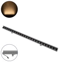 GLOBOSTAR® WASHERFAIA  Μπάρα Φωτισμού Wall Washer με Αντιθαμβωτική Γρίλια LED 24W 2640lm 15° DC 24V Αδιάβροχο IP65 Θερμό Λευκό 2700K Dimmable - Bridgelux SMD Chip - Ασημί - Μ100 x Π4 x Υ5.5cm