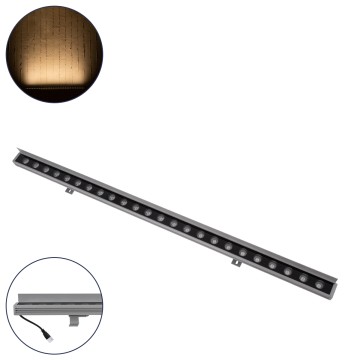GLOBOSTAR® WASHERFAIA  Μπάρα Φωτισμού Wall Washer με Αντιθαμβωτική Γρίλια LED 24W 2640lm 15° DC 24V Αδιάβροχο IP65 Θερμό Λευκό 2700K Dimmable - Bridgelux SMD Chip - Ασημί - Μ100 x Π4 x Υ5.5cm