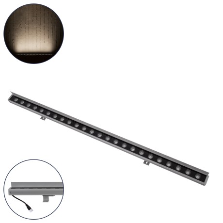 GLOBOSTAR® WASHERFAIA  Μπάρα Φωτισμού Wall Washer με Αντιθαμβωτική Γρίλια LED 24W 2760lm 15° DC 24V Αδιάβροχο IP65 Φυσικό Λευκό 4500K Dimmable - Bridgelux SMD Chip - Ασημί - Μ100 x Π4 x Υ5.5cm