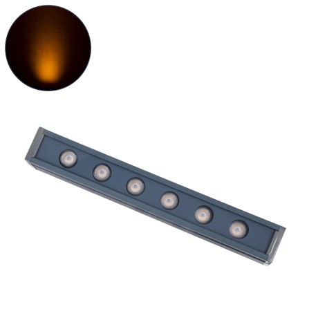 GLOBOSTAR® WASHERMARGO  Μπάρα Φωτισμού Wall Washer LED 6W 630lm 30° DC 24V Αδιάβροχο IP65 Ultra Θερμό Λευκό 2200K Dimmable - Bridgelux SMD Chip - Γκρι Ανθρακί - Μ30 x Π4 x Υ5cm