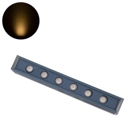 GLOBOSTAR® WASHERMARGO  Μπάρα Φωτισμού Wall Washer LED 6W 660lm 30° DC 24V Αδιάβροχο IP65 Θερμό Λευκό 2700Κ Dimmable - Bridgelux SMD Chip - Γκρι Ανθρακί - Μ30 x Π4 x Υ5cm
