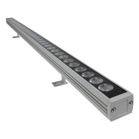 GLOBOSTAR® WASHERPANDA  Μπάρα Φωτισμού Wall Washer LED 36W 3960lm 15° DC 24V Αδιάβροχο IP67 Θερμό Λευκό 2700K Dimmable - Bridgelux SMD Chip - Γκρι Ανθρακί - Μ100 x Π4 x Υ3cm
