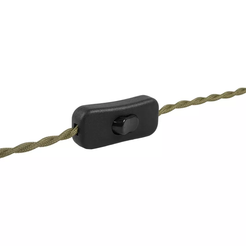 GLOBOSTAR® WHIP  Μοντέρνο DIY Φωτιστικό με Πλεκτό Καλώδιο, Ντουί 1 x E27, Διακόπτη On/Off & Πρίζα AC 220-240V IP20 - Χακί & Μαύρο - Μ150 x Π5.8 x Υ5.8cm