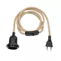 GLOBOSTAR® WHIP  Μοντέρνο DIY Φωτιστικό με Υφασμάτινο Καλώδιο, Ντουί 1 x E27, Διακόπτη On/Off & Πρίζα AC 220-240V IP20 - Μπεζ & Μαύρο - Μ150 x Π5.8 x Υ5.8cm