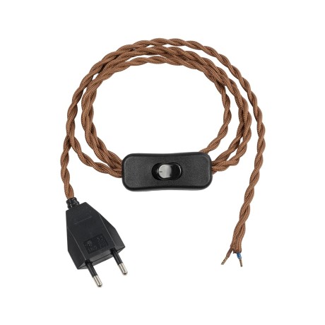 GLOBOSTAR® WHIP  Μοντέρνο DIY Πλεκτό Καλώδιο με Διακόπτη On/Off AC 220-240V IP20 - Καφέ & Μαύρο - Μ140 x Π2.7 x Υ1.9cm