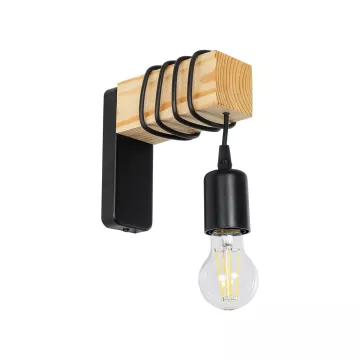 GLOBOSTAR® XYLO  Μοντέρνο Φωτιστικό Τοίχου - Απλίκα με Ντουί 1 x E27 AC 220-240V IP20 - Μαύρο & Μπεζ - Μ18 x Π18 x Υ19cm