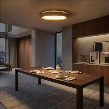 kelvo® BARCHETTA  Φωτιστικό Οροφής LED 72W 7200lm 120° AC 220-240V IP20 Ρυθμιζόμενο Λευκό CCT με Χειριστήριο από 2700K έως 6000K Dimmable - Lumileds SMD Chip - Λευκό & Σαμπανιζέ Χρυσό Ματ - Μ48 x Π48 x Υ8.2cm