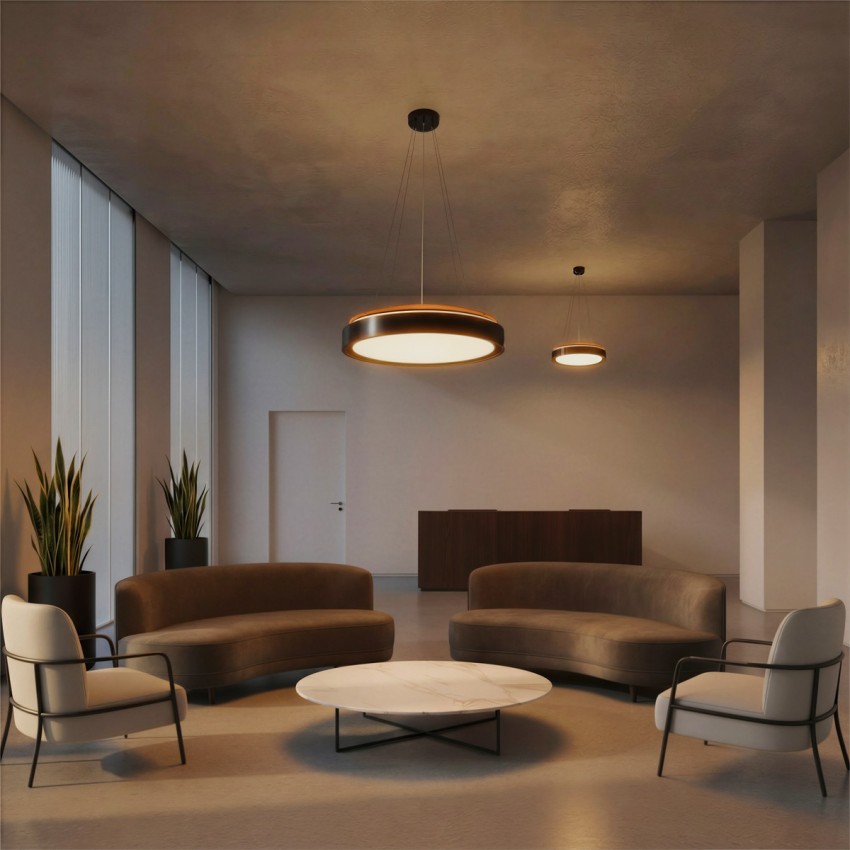 kelvo® BARCHETTA  Κρεμαστό Φωτιστικό Οροφής LED 72W 7200lm 120° AC 220-240V IP20 Ρυθμιζόμενο Λευκό CCT με Χειριστήριο από 2700K έως 6000K Dimmable - Lumileds SMD Chip - Μαύρο Ματ - Μ48 x Π48 x Υ8.2cm