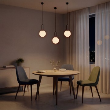 kelvo® BELLISSIMO  Κρεμαστό Φωτιστικό Οροφής για Λάμπα με Ντουί E27 AC 220-240V IP20 - Μαύρο Ματ & Λευκό - Μ20 x Π20 x Υ42cm