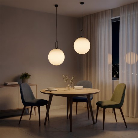 kelvo® BELLISSIMO  Κρεμαστό Φωτιστικό Οροφής για Λάμπα με Ντουί E27 AC 220-240V IP20 - Μαύρο Ματ & Λευκό - Μ40 x Π40 x Υ62cm