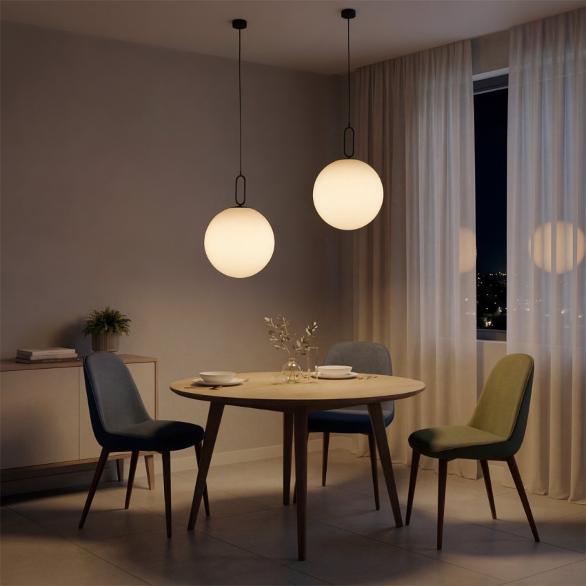 kelvo® BELLISSIMO  Κρεμαστό Φωτιστικό Οροφής για Λάμπα με Ντουί E27 AC 220-240V IP20 - Μαύρο Ματ & Λευκό - Μ40 x Π40 x Υ62cm