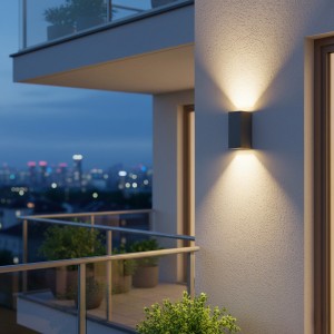 kelvo® BURANO  Φωτιστικό Τοίχου / Απλίκα για 2 Λάμπες MR16 με Ντουί GU10 AC 220-240V Αδιάβροχο IP65 - Γκρι Ανθρακί Ματ - Μ8 x Π8 x Υ15cm