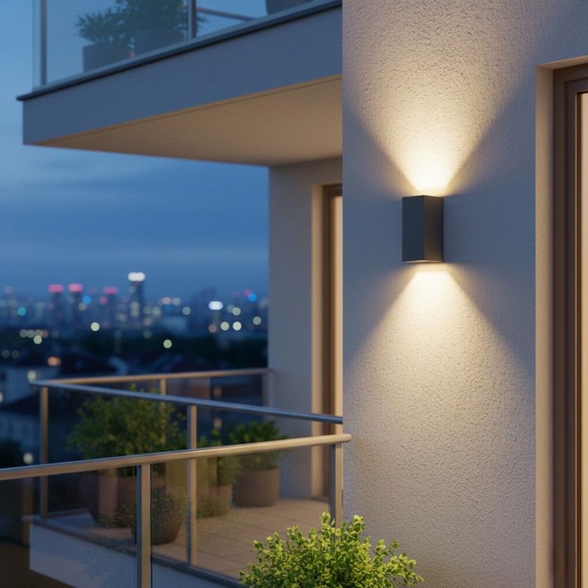 kelvo® BURANO  Φωτιστικό Τοίχου / Απλίκα για 2 Λάμπες MR16 με Ντουί GU10 AC 220-240V Αδιάβροχο IP65 - Γκρι Ανθρακί Ματ - Μ8 x Π8 x Υ15cm