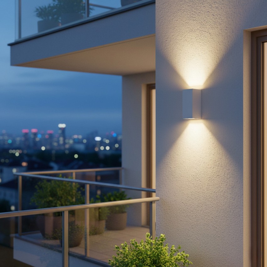 kelvo® BURANO  Φωτιστικό Τοίχου / Απλίκα για 2 Λάμπες MR16 με Ντουί GU10 AC 220-240V Αδιάβροχο IP65 - Λευκό Ματ - Μ8 x Π8 x Υ15cm