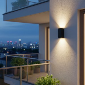 kelvo® BURANO  Φωτιστικό Τοίχου / Απλίκα για 2 Λάμπες MR16 με Ντουί GU10 AC 220-240V Αδιάβροχο IP65 - Μαύρο Ματ - Μ8 x Π8 x Υ15cm