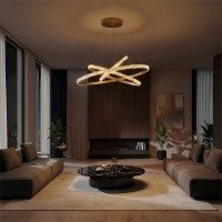 kelvo® DIAMOND  Κρεμαστό Φωτιστικό Οροφής LED 120W 12000lm 180° AC 220-240V IP20 Ρυθμιζόμενο Λευκό CCT με Χειριστήριο από 2700K έως 6000K Dimmable - Lumileds SMD Chip - Χρυσό Πλατίνα - Μ80 x Π80 x Υ80cm