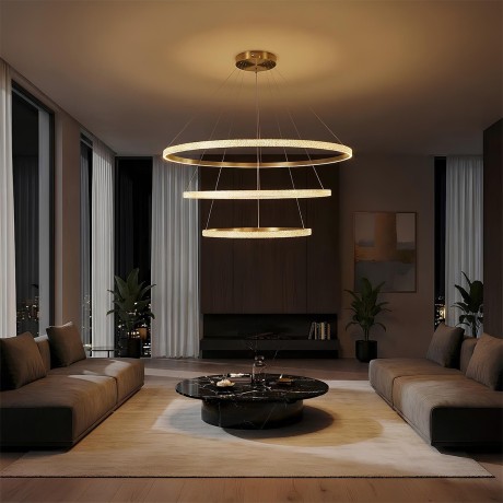 kelvo® DIAMOND  Κρεμαστό Φωτιστικό Οροφής LED 150W 15000lm 180° AC 220-240V IP20 Ρυθμιζόμενο Λευκό CCT με Χειριστήριο από 2700K έως 6000K Dimmable - Lumileds SMD Chip - Χρυσό Πλατίνα - Μ100 x Π100 x Υ100cm
