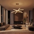 kelvo® DIAMOND  Κρεμαστό Φωτιστικό Οροφής LED 150W 15000lm 180° AC 220-240V IP20 Ρυθμιζόμενο Λευκό CCT με Χειριστήριο από 2700K έως 6000K Dimmable - Lumileds SMD Chip - Χρυσό Πλατίνα - Μ100 x Π100 x Υ100cm