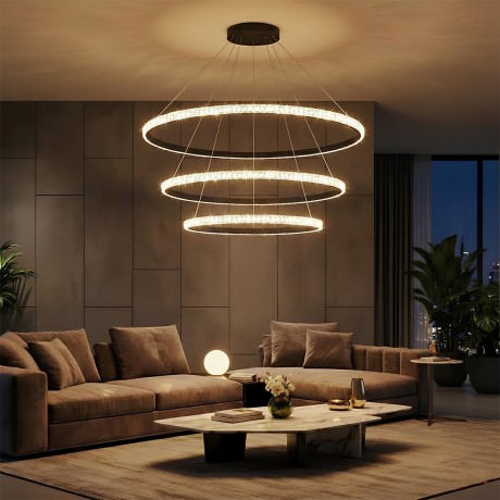 kelvo® DIAMOND  Κρεμαστό Φωτιστικό Οροφής LED 150W 15000lm 180° AC 220-240V IP20 Ρυθμιζόμενο Λευκό CCT με Χειριστήριο από 2700K έως 6000K Dimmable - Lumileds SMD Chip - Μαύρο Ματ - Μ100 x Π100 x Υ100cm