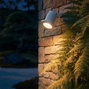 kelvo® GARDELINI  Φωτιστικό Σποτ Τοίχου με Βάση για Λάμπα MR16 με Ντουί GU10 AC 220-240V Αδιάβροχο IP65 -  Λευκό Ματ - Μ10 x Π10 x Υ30cm