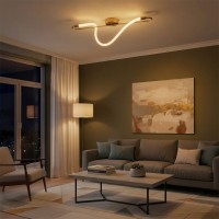 kelvo® GLOW  Φωτιστικό Οροφής LED 18W 1800lm 360° AC 220-240V IP20 Ρυθμιζόμενο Λευκό CCT με On/Off 2700K/4500K/6000K - Lumileds SMD Chip - Χρυσό Πλατίνα - Μ30 x Π15 x Υ70cm