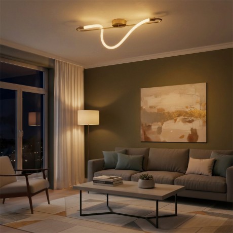 kelvo® GLOW  Φωτιστικό Οροφής LED 18W 1800lm 360° AC 220-240V IP20 Ρυθμιζόμενο Λευκό CCT με On/Off 2700K/4500K/6000K - Lumileds SMD Chip - Χρυσό Πλατίνα - Μ30 x Π15 x Υ70cm