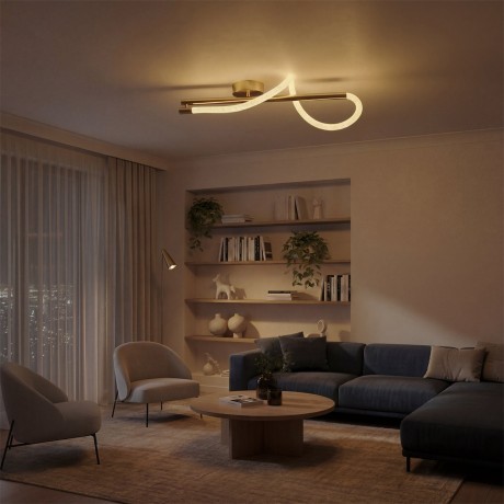 kelvo® GLOW  Φωτιστικό Οροφής LED 24W 2400lm 360° AC 220-240V IP20 Ρυθμιζόμενο Λευκό CCT με On/Off 2700K/4500K/6000K - Lumileds SMD Chip - Χρυσό Πλατίνα - Μ30 x Π15 x Υ70cm