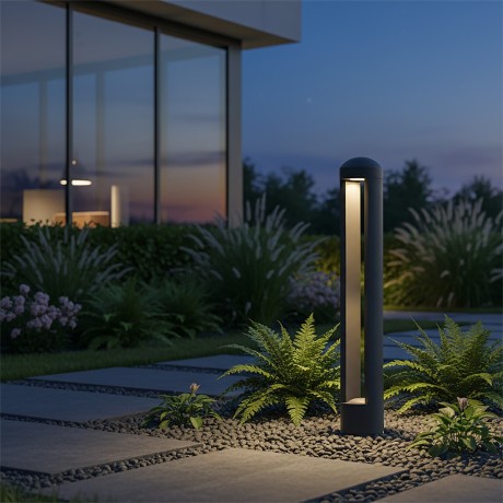 kelvo® GREMO  Φωτιστικό Κολωνάκι Κήπου LED 7W 875lm 45° AC 220-240V Αδιάβροχο IP65 Θερμό Λευκό 2700K - Bridgelux COB Chip & TÜV SÜD Driver - Γκρι Ανθρακί Ματ - Μ10.8 x Π10.8 x Υ50cm