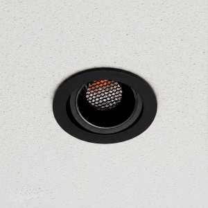 kelvo® LEO  Χωνευτό Κινούμενο Φωτιστικό Downlight Σποτ με Honeycomb Anti-Glare Reflector LED 10W 1250lm 38° AC 220-240V IP20 Θερμό Λευκό 2700K - Bridgelux COB Chip & TÜV SÜD Driver - Μαύρο Ματ - Μ8.5 x Π8.5 x Υ6.6cm / Q7.5cm