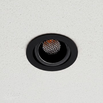 kelvo® LEO  Χωνευτό Κινούμενο Φωτιστικό Downlight Σποτ με Honeycomb Anti-Glare Reflector LED 10W 1250lm 38° AC 220-240V IP20 Θερμό Λευκό 2700K - Bridgelux COB Chip & TÜV SÜD Driver - Μαύρο Ματ - Μ8.5 x Π8.5 x Υ6.6cm / Q7.5cm