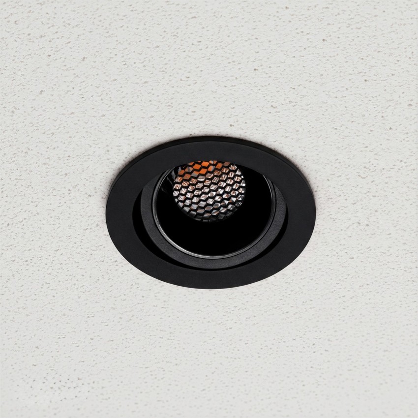 kelvo® LEO  Χωνευτό Κινούμενο Φωτιστικό Downlight Σποτ με Honeycomb Anti-Glare Reflector LED 10W 1250lm 38° AC 220-240V IP20 Θερμό Λευκό 2700K - Bridgelux COB Chip & TÜV SÜD Driver - Μαύρο Ματ - Μ8.5 x Π8.5 x Υ6.6cm / Q7.5cm