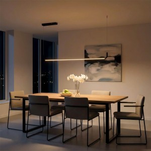 kelvo® LINARIA  Κρεμαστό Φωτιστικό Οροφής LED 36W 3600lm 180° AC 220-240V IP20 Ρυθμιζόμενο Λευκό CCT με Χειριστήριο από 2700K έως 6000K Dimmable - Lumileds SMD Chip - Μαύρο Ματ - Μ120 x Π2 x Υ10cm