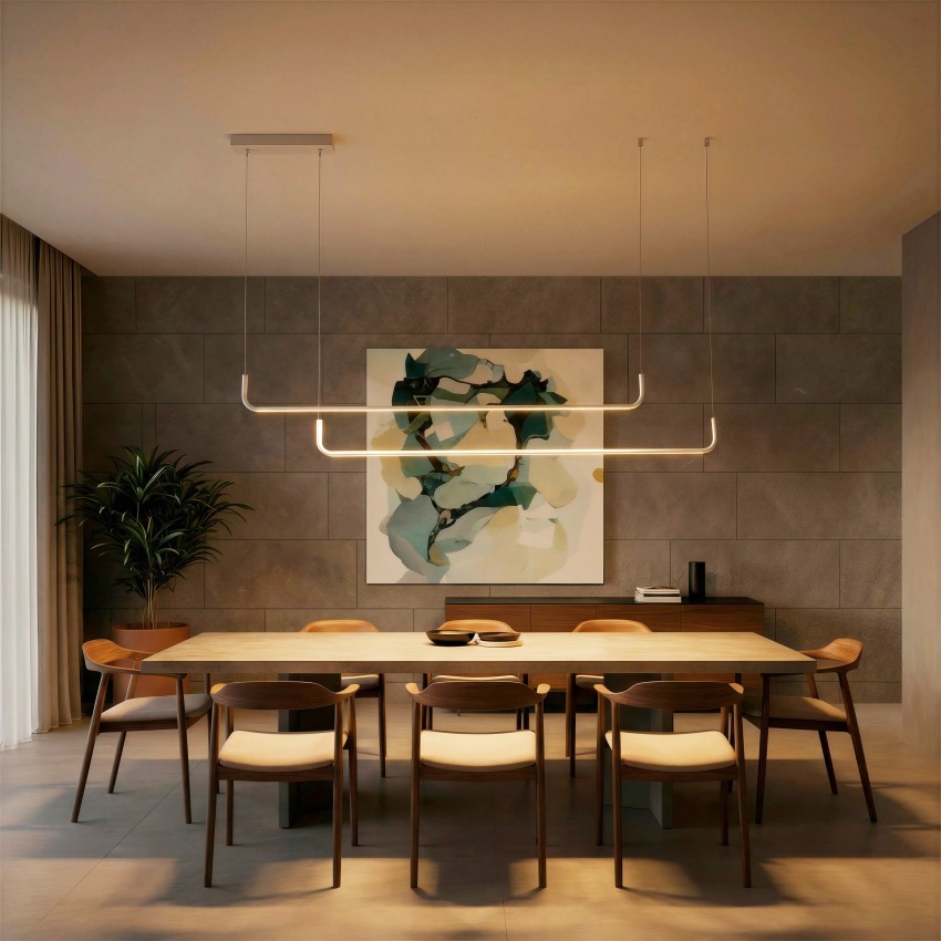 kelvo® LINARIA  Κρεμαστό Φωτιστικό Οροφής LED 72W 7200lm 180° AC 220-240V IP20 Ρυθμιζόμενο Λευκό CCT με Χειριστήριο από 2700K έως 6000K Dimmable - Lumileds SMD Chip - Λευκό Ματ - Μ130 x Π4 x Υ25cm