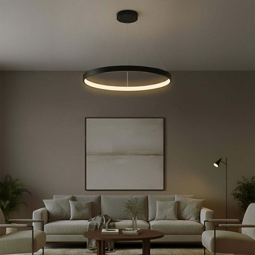 kelvo® NEMESIS  Κρεμαστό Φωτιστικό Οροφής LED 67W 6700lm 180° AC 220-240V IP20 Ρυθμιζόμενο Λευκό CCT με Χειριστήριο από 2700K έως 6000K Dimmable - Lumileds SMD Chip - Μαύρο Ματ - Μ80 x Π80 x Υ4cm