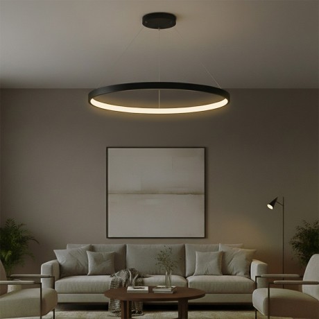 kelvo® NEMESIS  Κρεμαστό Φωτιστικό Οροφής LED 75W 7500lm 180° AC 220-240V IP20 Ρυθμιζόμενο Λευκό CCT με Χειριστήριο από 2700K έως 6000K Dimmable - Lumileds SMD Chip - Μαύρο Ματ - Μ100 x Π100 x Υ4cm