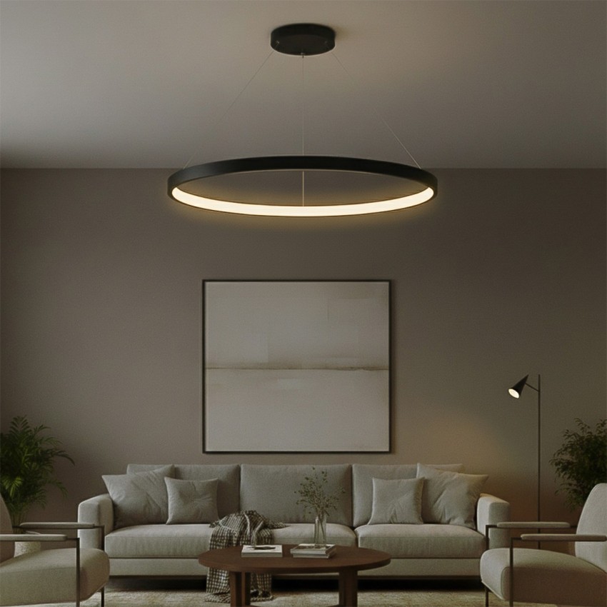 kelvo® NEMESIS  Κρεμαστό Φωτιστικό Οροφής LED 75W 7500lm 180° AC 220-240V IP20 Ρυθμιζόμενο Λευκό CCT με Χειριστήριο από 2700K έως 6000K Dimmable - Lumileds SMD Chip - Μαύρο Ματ - Μ100 x Π100 x Υ4cm