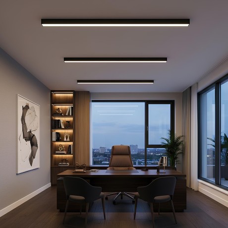 kelvo® ORION  Γραμμικό Φωτιστικό Οροφής LED 72W 7200lm 120° AC 220-240V IP20 Ρυθμιζόμενο Λευκό CCT με Χειριστήριο από 2700K έως 6000K Dimmable - Lumileds SMD Chip - Μαύρο Ματ - Μ120 x Π5 x Υ7.5cm