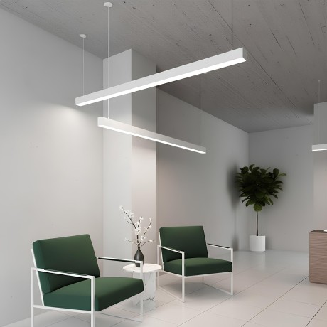 kelvo® ORION  Κρεμαστό Γραμμικό Φωτιστικό Οροφής LED 72W 7200lm 120° AC 220-240V IP20 Ρυθμιζόμενο Λευκό CCT με Χειριστήριο από 2700K έως 6000K Dimmable - Lumileds SMD Chip - Λευκό Ματ - Μ120 x Π5 x Υ7.5cm