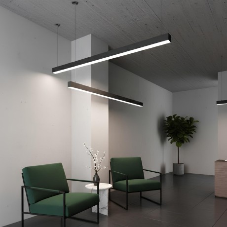 kelvo® ORION  Κρεμαστό Γραμμικό Φωτιστικό Οροφής LED 72W 7200lm 120° AC 220-240V IP20 Ρυθμιζόμενο Λευκό CCT με Χειριστήριο από 2700K έως 6000K Dimmable - Lumileds SMD Chip - Μαύρο Ματ - Μ120 x Π5 x Υ7.5cm