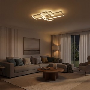 kelvo® QUADRA  Φωτιστικό Οροφής LED 100W 10000lm 120° AC 220-240V IP20 Ρυθμιζόμενο Λευκό CCT με Χειριστήριο από 2700K έως 6000K Dimmable - Lumileds SMD Chip - Λευκό Ματ - Μ85 x Π45 x Υ9cm