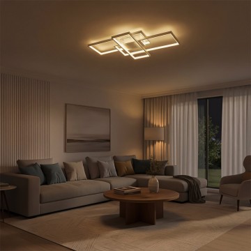 kelvo® QUADRA  Φωτιστικό Οροφής LED 100W 10000lm 120° AC 220-240V IP20 Ρυθμιζόμενο Λευκό CCT με Χειριστήριο από 2700K έως 6000K Dimmable - Lumileds SMD Chip - Λευκό Ματ - Μ85 x Π45 x Υ9cm