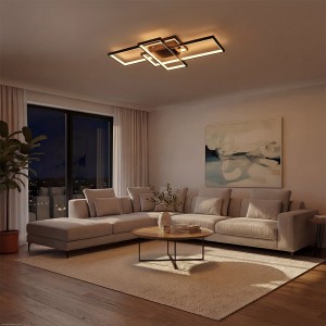 kelvo® QUADRA  Φωτιστικό Οροφής LED 100W 10000lm 120° AC 220-240V IP20 Ρυθμιζόμενο Λευκό CCT με Χειριστήριο από 2700K έως 6000K Dimmable - Lumileds SMD Chip - Μαύρο Ματ - Μ85 x Π45 x Υ9cm
