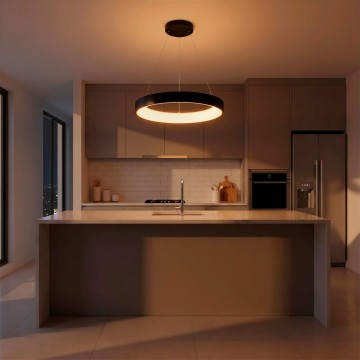 kelvo® SALEM  Κρεμαστό Φωτιστικό Οροφής LED 105W 10500lm 120° AC 220-240V IP20 Ρυθμιζόμενο Λευκό CCT με Χειριστήριο από 2700K έως 6000K Dimmable - Lumileds SMD Chip - Μαύρο Ματ - Μ60 x Π60 x Υ6cm