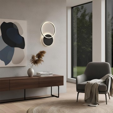 kelvo® VENOM  Φωτιστικό Τοίχου / Απλίκα LED 45W 4500lm 360° AC 220-240V IP20 Ρυθμιζόμενο Λευκό CCT με Χειριστήριο από 2700K έως 6000K Dimmable - Lumileds SMD Chip - Μαύρο Ματ - Μ60 x Π40 x Υ7.5cm