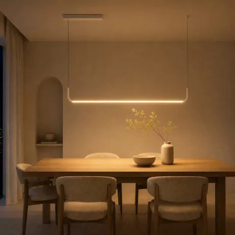 kelvo® LINARIA  Κρεμαστό Φωτιστικό Οροφής LED 36W 3600lm 180° AC 220-240V IP20 Ρυθμιζόμενο Λευκό CCT με Χειριστήριο από 2700K έως 6000K Dimmable - Lumileds SMD Chip - Λευκό Ματ - Μ120 x Π2 x Υ12cm