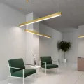 kelvo® ORION  Γραμμικό Κρεμαστό Φωτιστικό Οροφής LED 72W 7200lm 120° AC 220-240V IP20 Ρυθμιζόμενο Λευκό CCT με Χειριστήριο από 2700K έως 6000K Dimmable - Lumileds SMD Chip - Χρυσό Πλατίνα - Μ120 x Π5 x Υ7cm