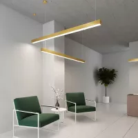 kelvo® ORION  Γραμμικό Κρεμαστό Φωτιστικό Οροφής LED 72W 7200lm 120° AC 220-240V IP20 Ρυθμιζόμενο Λευκό CCT με Χειριστήριο από 2700K έως 6000K Dimmable - Lumileds SMD Chip - Χρυσό Πλατίνα - Μ120 x Π5 x Υ7cm