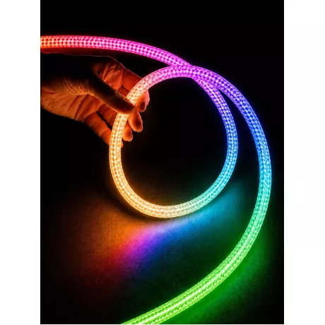 kelvo® GLOWFLEX  Ψηφιακή Pixel Addressable Ταινία Neon Flex με Πλεκτή Υφασμάτινη Επένδυση LED 14W/m 840lm/m 360° DC 24V Αδιάβροχο IP65 120 x SMD5054 Chip/m Πολύχρωμο RGB+WW Dimmable SPI/TTL Protocol IC TM1814 - Sanan SMD Chip - Μ1000 x Π2.2 x Υ2.2cm - Ρολ